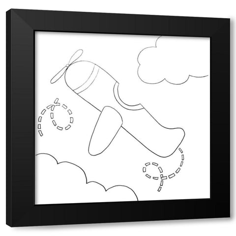 Airplane Black Modern Wood Framed Art Print with Double Matting by Varacek, Pam