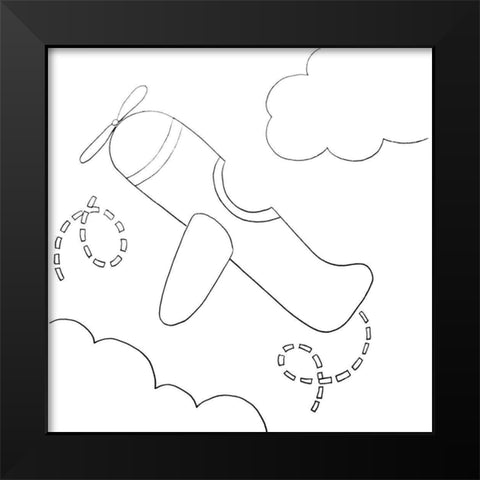 Airplane Black Modern Wood Framed Art Print by Varacek, Pam