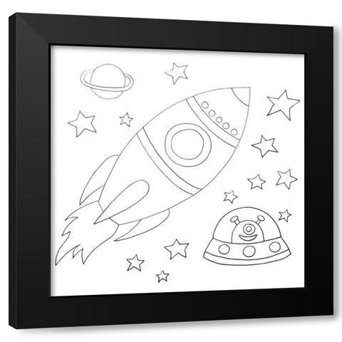 Rocket Black Modern Wood Framed Art Print by Varacek, Pam