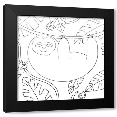 Sloth Black Modern Wood Framed Art Print by Varacek, Pam