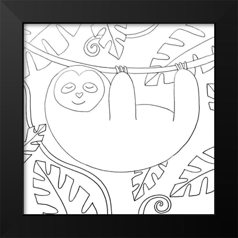 Sloth Black Modern Wood Framed Art Print by Varacek, Pam