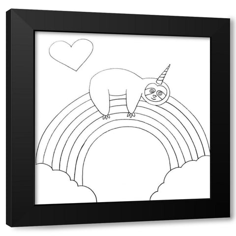 Slothacorn Black Modern Wood Framed Art Print with Double Matting by Varacek, Pam