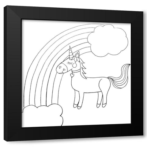 Unicorn Black Modern Wood Framed Art Print with Double Matting by Varacek, Pam