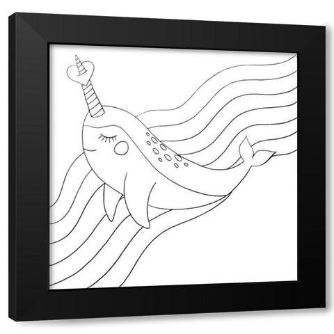 Narwhal Black Modern Wood Framed Art Print by Varacek, Pam