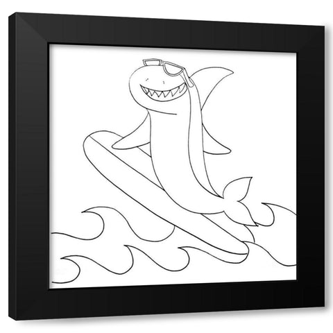 Shark Black Modern Wood Framed Art Print by Varacek, Pam