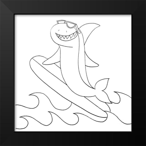 Shark Black Modern Wood Framed Art Print by Varacek, Pam