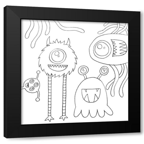 Monsters Black Modern Wood Framed Art Print by Varacek, Pam