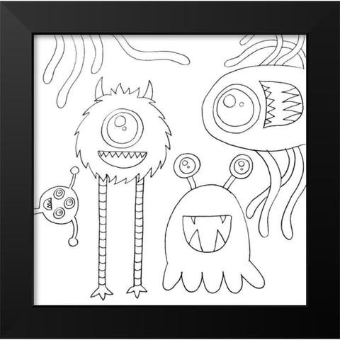 Monsters Black Modern Wood Framed Art Print by Varacek, Pam