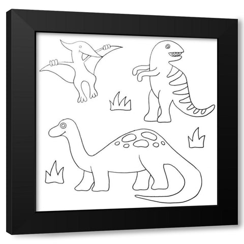 Dinosaurs Black Modern Wood Framed Art Print with Double Matting by Varacek, Pam