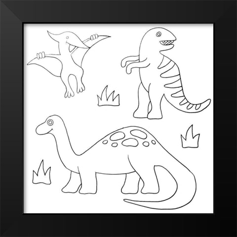 Dinosaurs Black Modern Wood Framed Art Print by Varacek, Pam