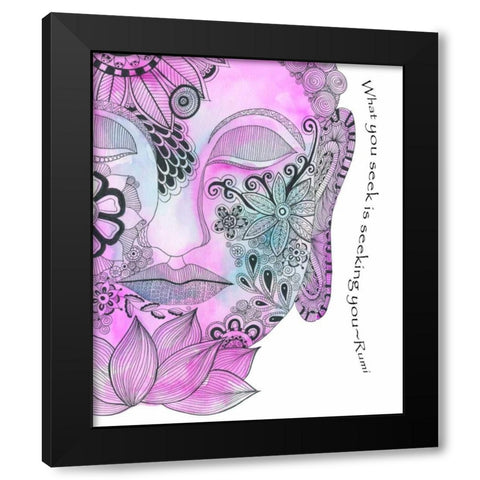 Blue Buddha What You Seek Black Modern Wood Framed Art Print with Double Matting by Varacek, Pam
