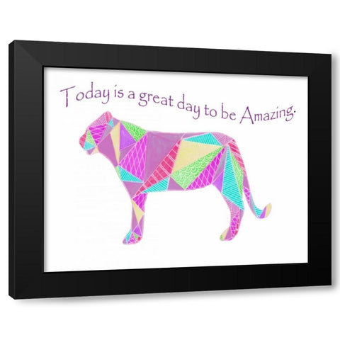 Colorpoly Lion Black Modern Wood Framed Art Print by Varacek, Pam