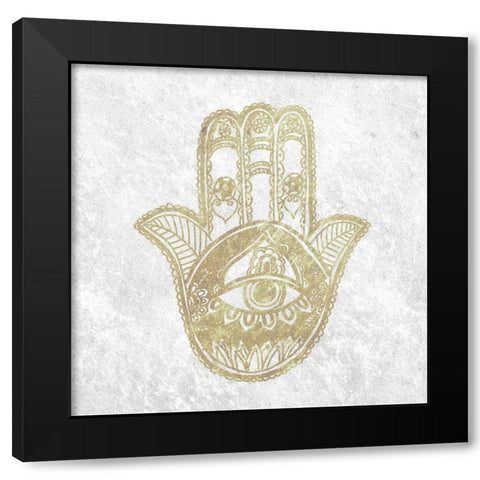 Gold Hamsa Black Modern Wood Framed Art Print with Double Matting by Varacek, Pam