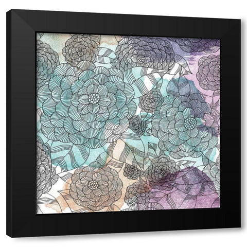 Watercolor Bouquet 1 Black Modern Wood Framed Art Print by Varacek, Pam