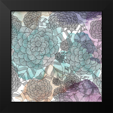 Watercolor Bouquet 1 Black Modern Wood Framed Art Print by Varacek, Pam