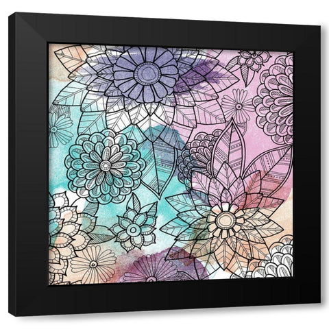 Watercolor Bouquet 2 Black Modern Wood Framed Art Print by Varacek, Pam