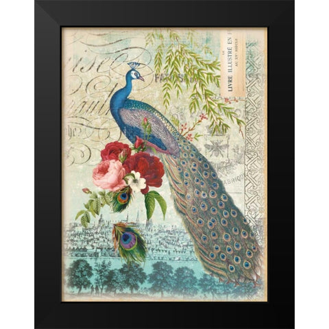 New Peacock 1 Black Modern Wood Framed Art Print by Lula Bijoux and Company