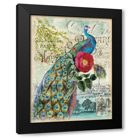 New Peacocks 2 Black Modern Wood Framed Art Print with Double Matting by Lula Bijoux and Company