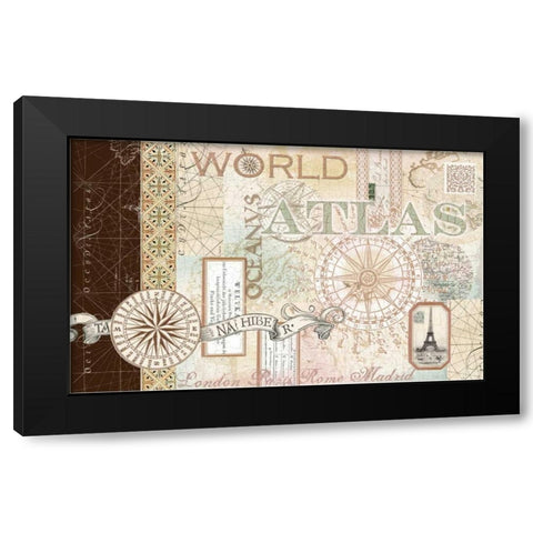 World Atlas 1 Black Modern Wood Framed Art Print with Double Matting by Allen, Candace