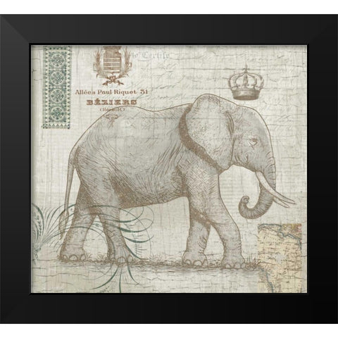 Elegant Safari Elephant 2 Black Modern Wood Framed Art Print by Allen, Candace
