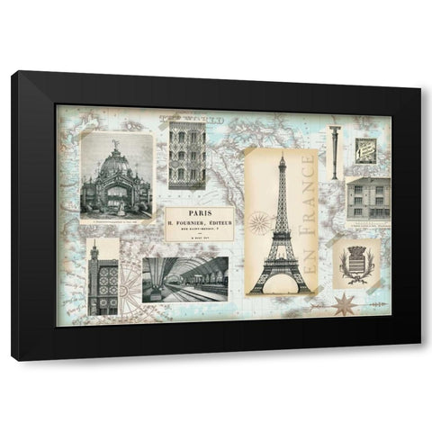 Paris Collage Global Black Modern Wood Framed Art Print by Allen, Candace
