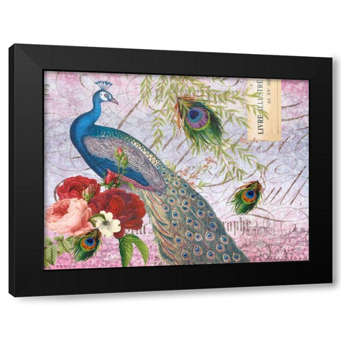 Peacock 112 Plum Black Modern Wood Framed Art Print with Double Matting by Lula Bijoux and Company