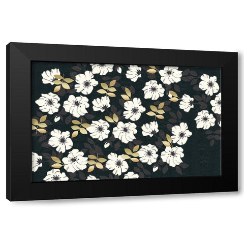 1613 Flora Noir Floral Repeat Black Modern Wood Framed Art Print by Allen, Candace