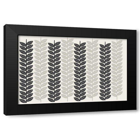 1613 Flora Noir Leaves Black Modern Wood Framed Art Print with Double Matting by Allen, Candace