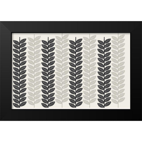1613 Flora Noir Leaves Black Modern Wood Framed Art Print by Allen, Candace