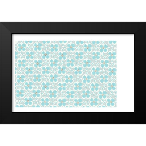 Folksy Florals BlueGrey Coordinate Black Modern Wood Framed Art Print by Allen, Candace