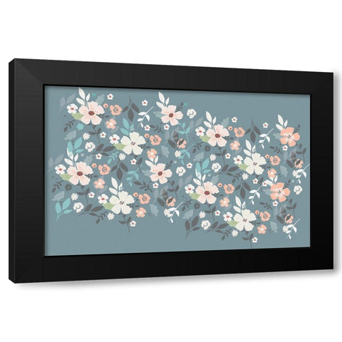 Folksy Flora Grey Floral Scatter Black Modern Wood Framed Art Print with Double Matting by Allen, Candace