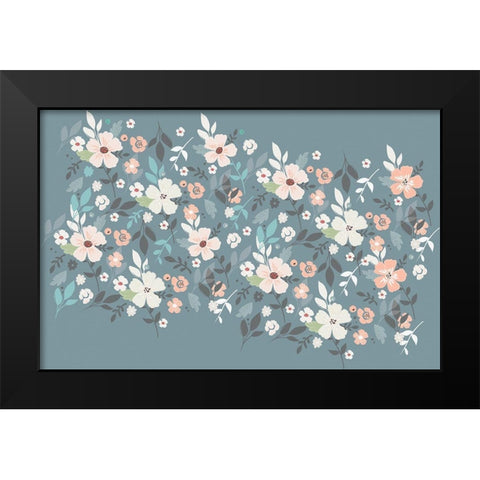 Folksy Flora Grey Floral Scatter Black Modern Wood Framed Art Print by Allen, Candace