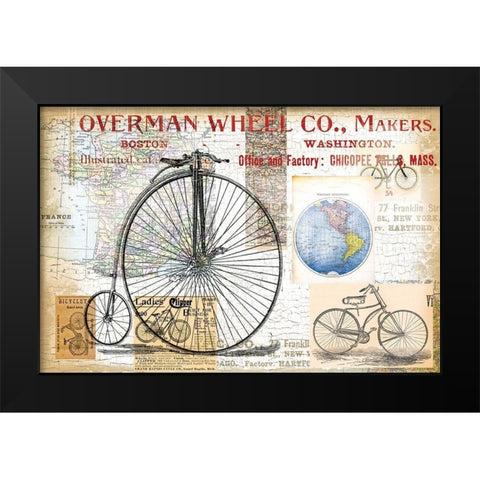 Bike Ride 3 Black Modern Wood Framed Art Print by Lula Bijoux and Company