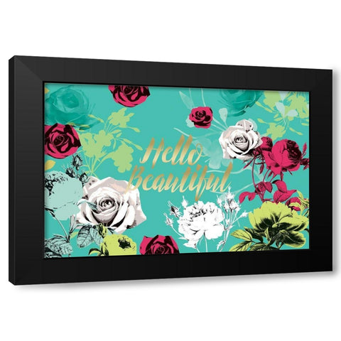 Hello Beautiful Bright Roses Black Modern Wood Framed Art Print by Allen, Candace