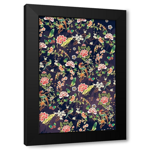 Kimono Quilt Black Modern Wood Framed Art Print with Double Matting by Allen, Candace