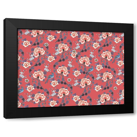 Kimono Quilt Floral 2 Black Modern Wood Framed Art Print with Double Matting by Allen, Candace