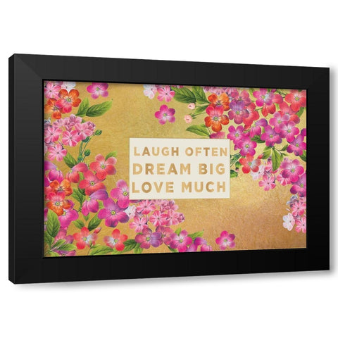 Pretty Floral on Gold Black Modern Wood Framed Art Print by Allen, Candace