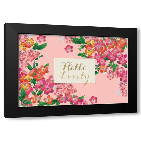 Pretty Floral on Pink Black Modern Wood Framed Art Print with Double Matting by Allen, Candace
