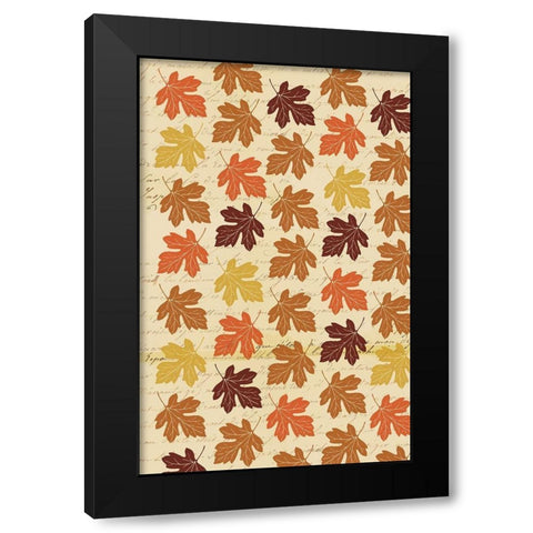 Welcome Fall Leaves Swirl 2 Black Modern Wood Framed Art Print with Double Matting by Allen, Candace