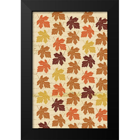 Welcome Fall Leaves Swirl 2 Black Modern Wood Framed Art Print by Allen, Candace