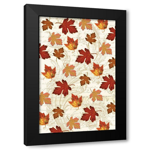 Welcome Fall Leaves Swirl 1 Black Modern Wood Framed Art Print by Allen, Candace