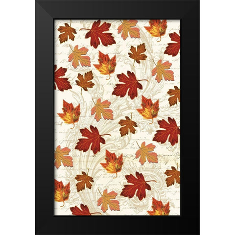 Welcome Fall Leaves Swirl 1 Black Modern Wood Framed Art Print by Allen, Candace