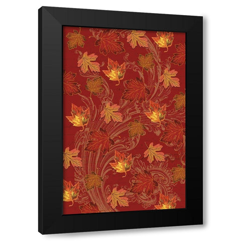 Welcome Fall Leaves Swirl 2 Black Modern Wood Framed Art Print by Allen, Candace