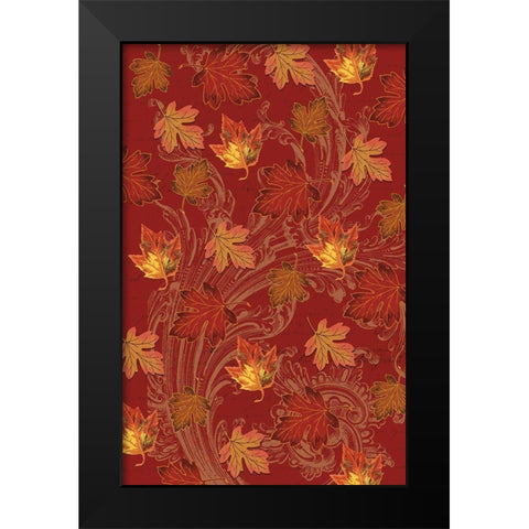Welcome Fall Leaves Swirl 2 Black Modern Wood Framed Art Print by Allen, Candace
