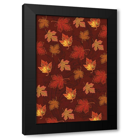 Welcome Fall Leaves Swirl 3 Black Modern Wood Framed Art Print by Allen, Candace