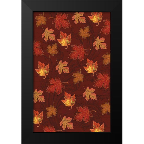 Welcome Fall Leaves Swirl 3 Black Modern Wood Framed Art Print by Allen, Candace