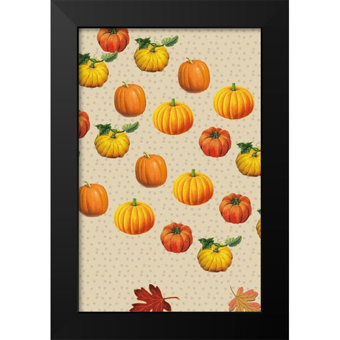 Welcome Fall Pumpkin and Dots Black Modern Wood Framed Art Print by Allen, Candace