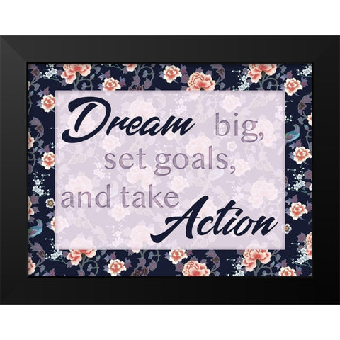 Dream Actions 1 Black Modern Wood Framed Art Print by Lula Bijoux and Company