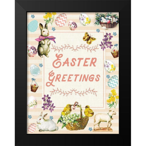 Easter Greetings Main Black Modern Wood Framed Art Print by Lula Bijoux and Company