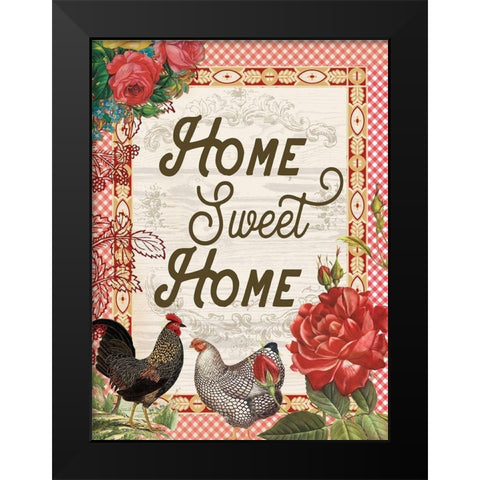 Home Sweet Home Black Modern Wood Framed Art Print by Lula Bijoux and Company